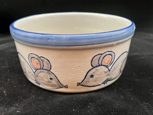 Louisville Stoneware Heavy Cat Food Dish Two Mice Pattern 4 3/4” Bowl - Picture 1 of 8