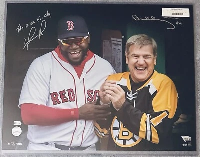 David Ortiz/Bobby Orr Dual Autographed 16x20 Photo With Our Fn City Inscription. - Image 1 of 4