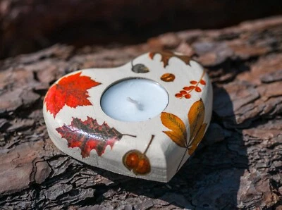 Tealight holder-Wooden Candle Holder-Decoupage tealight holder-Handmade item - Image 1 of 4