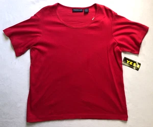 Mountain Lake II Womens Cotton Top Plus Size 1X Red Scoop Neck Short Sleeve NWT - Picture 1 of 12