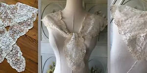 VTG ALL LACE COLLAR SCARF LACE SHAWL CREAM ECRU WHITE EUC CLEAN - Picture 1 of 7
