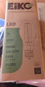 EiKO LED HID Replacement Filament Lamp 36W ED28 6000LM 5000K EX39 120-277V 80CRI - Picture 1 of 4