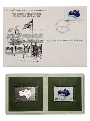 Australia 22c stamp 1981 MNH with Silver Stamp + FDC - Australia Day 1981 ! - Image 1 of 2