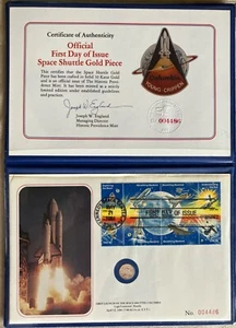 1981 OFFICIAL 1st DAY OF ISSUE COLUMBIA SPACE SHUTTLE STAMPS & 10K GOLD PIECE - Picture 1 of 7