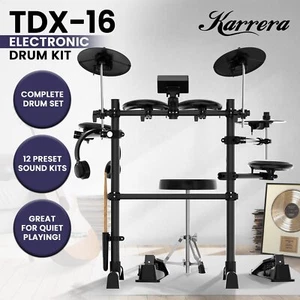 Karrera Electronic Drum Kit TDX-16 Quiet Mesh Pads & Pedals - Picture 1 of 11