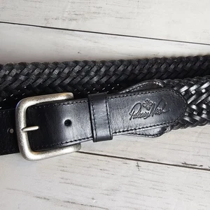 Cinturón Patricia Nash Mujer Grande Cuero Negro Logo Trenzado Hebilla Plateada 2" Boho - Imagen 1 de 11