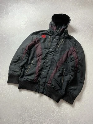 DIESEL Men's Sz XL Black Red Motorcycle Racer Heavy Weight  Hooded Jacket Zip - Image 1 of 4