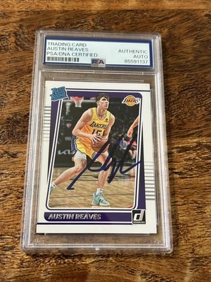Austin Reaves IP Signed Donruss Rookie Card Psa Dna Coa Slab Autographed Lakers - Image 1 of 3