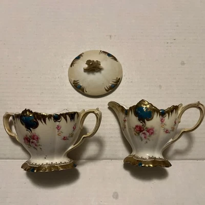 Antique R S Prussia Porcelain Creamer And Sugar Bowl - Image 1 of 4
