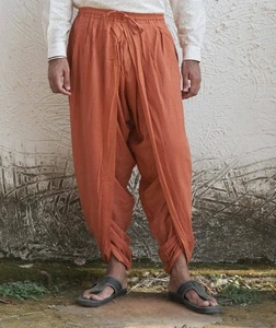 Isha Life Unisex Dhoti Pant Harem Undyed Organic Cotton Dhoti Rust Orange - Picture 1 of 4