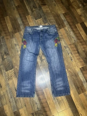 Vintage Miskeen Skull/Dragon Embroidered Jeans Size 44  - Image 1 of 4