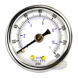 1/8" NPT 0-160 PSI Air Pressure Gauge Center Back Mount with 1.5" Face Diameter - Picture 1 of 6