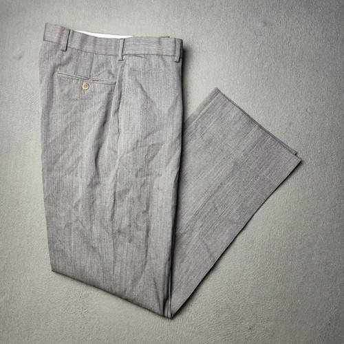 VETEMENTS Brooks Brothers 1818 Madison Pantalone Uomo 33x32 Grigio Lana Vestito Piatto Foderato Frontale