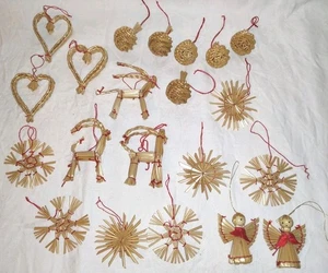 21 X ALTER DDR CHRISTBAUMSCHMUCK BAUMBEHANG * STROH STERNE ELCHE ENGEL HERZEN * - Bild 1 von 9