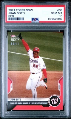 2021 TOPPS NOW #39 JUAN SOTO RED 3/10 WALKOFF PSA 10 GEM MINT STATCAST POP 1 - Image 1 of 2