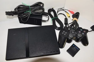 Sony PlayStation 2 Slim PS2 Console Nera Sistema di gioco SCPH-70012 - Foto 1 di 13
