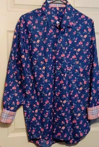 Alan Flusser Mens Size Medium Long Sleeve Button Down Shirt Floral - Picture 1 of 4