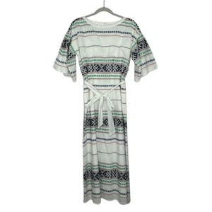 Joie Lilianaly White Embroidered Mexican Bohemian Style Midi dress size Medium - Picture 1 of 15