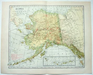 Territorio de Alaska - Mapa original de 1914 por Dodd Mead & Company. Antiguo - Imagen 1 de 3