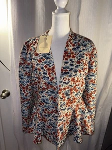Stine Goya Women's Blazer Tulip Meadow Blue & Maroon Floral Print Size Small NWT - Picture 1 of 12