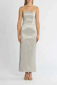 ELLE ZEITOUNE Strapless Silver Fitted Dress Size 14 AU RRP 299 Cocktail - Picture 1 of 3