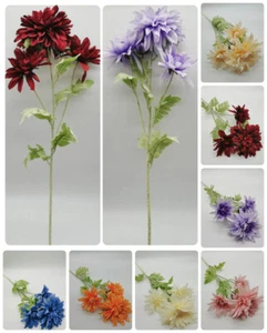 3 cabezas grandes dalia artificial decoración del hogar rama de seda flor ramo de boda - Imagen 1 de 10