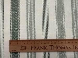 Brigg Woven Stripe Cotton GREEN IVORY Curtain Blind Upholstery - Picture 1 of 6