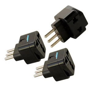 SET: 3x geerdeter Universal Reisestecker Adapter für Italien Chile Tunesien Uruguay - Bild 1 von 3
