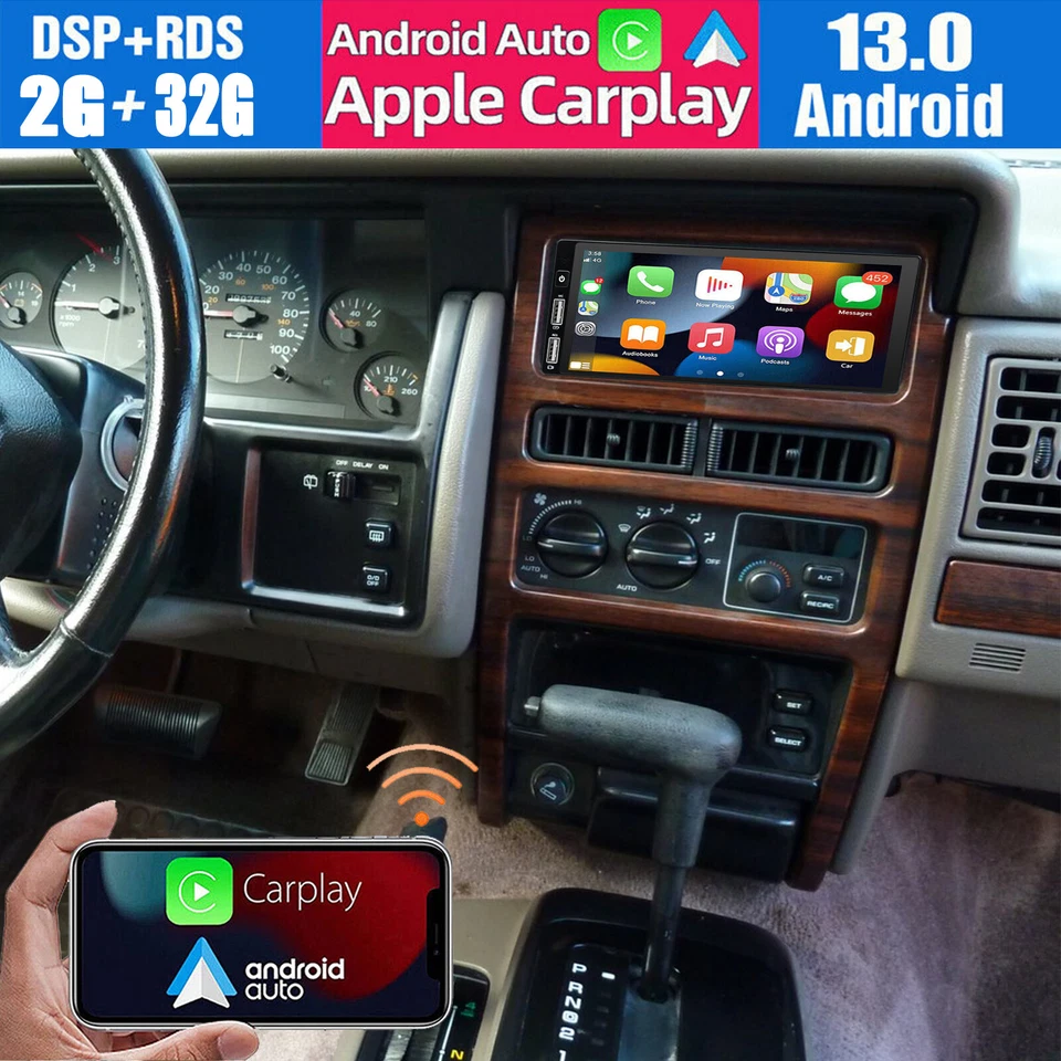 Radio estéreo GPS de coche 6,8"" para Jeep Grand Cherokee 1993-1998 Carplay Android 13 Foto 1 de 4