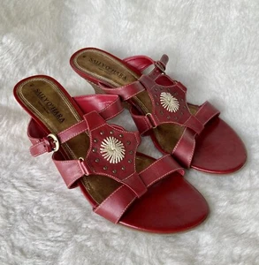 Rote Sandalen Größe 7 EUR 40 Leder Keilabsatz Sally O’Hara gold elegant - Bild 1 von 15