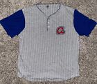 T-shirt homme gris Atlanta Braves Cooperstown Collection Pinstripe Henley taille XL