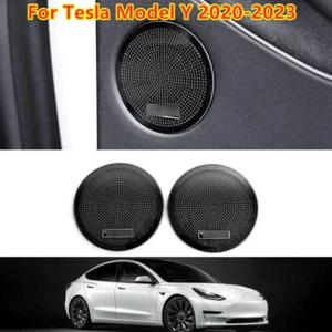 2X Black Titanium Rear Door Speaker Audio Cover Trim For Tesla Model Y 2020-2023 - Bild 1 von 1