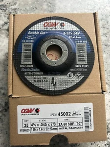Box 25-CGW 4-1/2"x.045"x7/8" ZA60-S verstärkte Trennscheibe, Typ 27 #45002 - Bild 1 von 2