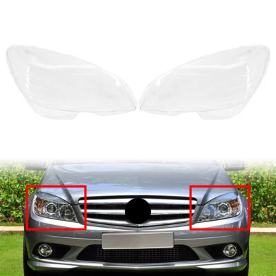 1 Pair Headlight Lamp Lens Cover For Mercedes Benz C Class W204 08-11 2048208761 - Image 1 of 4