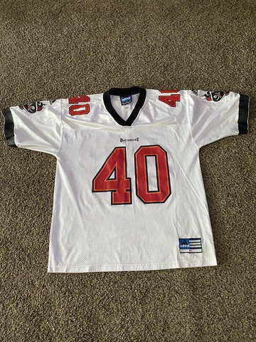 Vtg Mike Alstott Jersey Adult M #40 Tampa Bay Buccaneers Football White Adidas Cover