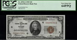 1929 $20 Federal Reserve Bank Note - Chicago - FR.1870-G - Graded PCGS 64PPQ - Picture 1 of 2