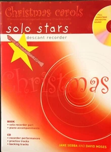 Christmas Carols Solo Stars for descant recorder with C.D. By Sebba and - Picture 1 of 3