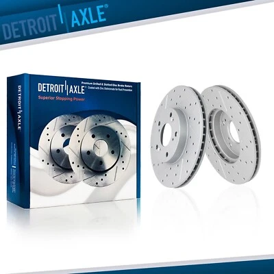 Front Drilled and Slotted Disc Brake Rotors Set for 2014 2015 - 2020 Acura RLX - Изображение 1 из 4