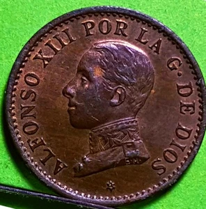 Escasa ALFONSO XIII 1 Centimo 1911 estrella 1 aUNC cobre - Imagen 1 de 2