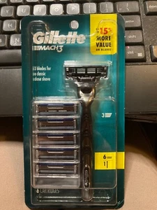 Nuevos cartuchos de recarga Gillette Mach 3 6 unidades más 1 mango - Imagen 1 de 1