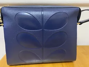 New Orla Kiely Stem Large Iris Blue Leather Bag - Picture 1 of 24
