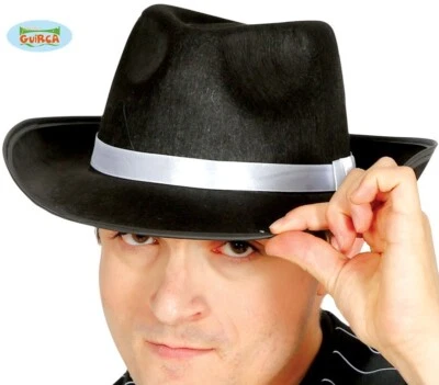 Adult Gangster Fancy Dress Hat Gangsta Hat with White Trim New fg. Foto 1 de 3