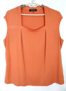 KASPER Women's Polyester Tank Top Square Neck Pleated Burnt Orange Size 3X Plus - Picture 1 of 13