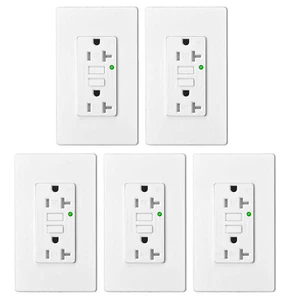 Toma GFCI de 20 amperios autoprueba resistente a manipulaciones exterior GFI ETL 5 paquetes - Imagen 1 de 12