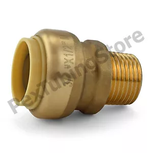 Adaptador roscado macho de 3/4"" estilo Sharkbite Push-Fit x 1/2"" MNPT latón sin plomo - Imagen 1 de 1