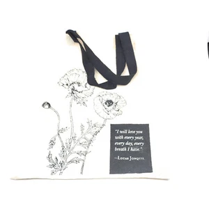 100% Cotton Canvas Totes Reusable Market Bag Printed with Sayings 'Jonquil Love' - Picture 1 of 3