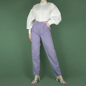 Pantalones Pantalones de cintura alta ajustados vintage años 90 grunge púrpura pastel XS 6 8 - Imagen 1 de 12
