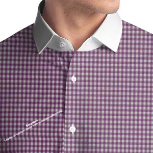 Purple Checkered Men Shirt With White Cuff Custom Made Dress Shirt Camisa Social - Picture 1 of 3