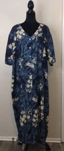 Vintage 90s Lane Bryant Floral Button Down Babydoll Dress Blue Gr. 26 - Bild 1 von 5