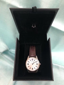 Bulova Men's 96A153 Classic Quartz Silver Dail Brown Leather Band Watch NWT - Picture 1 of 20
